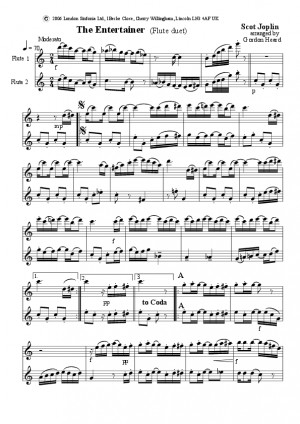 Scot Joplin The Entertainer Flute Duet picture