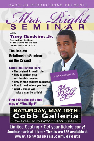 Mrs. Right Seminar with Relationship Coach Tony Gaskins Jr