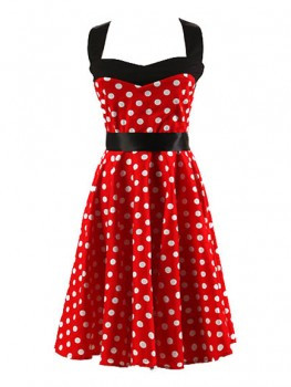 Audrey Hepburn Inspired Dress Red Polka Dot Printed Retro 50S ...