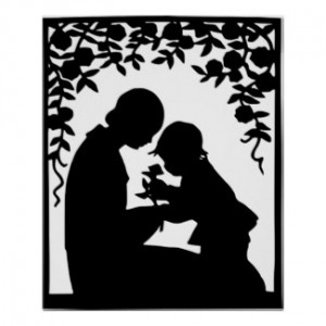 Vintage Mother and Child Silhouette Print by orglioness