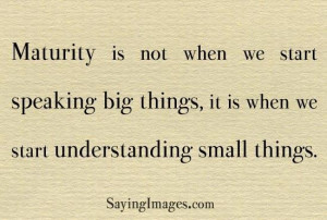 Daily quotes maturity is when we start understanding small things ...
