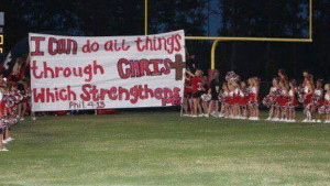 One of the banners featuring a religious message that the Kountze High ...