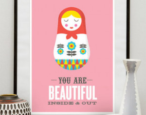 Matryoshka quote poster, valentines , art for nursery, russian doll ...