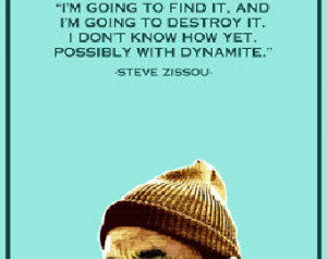 Steve Zissou- 8x10 -life aquatic, humor, funny, typography, retro ...