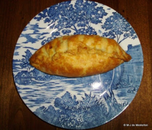 Devon-Style Pasty Made by M-J de Mesterton (Pasties Crimped on Top)