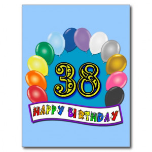 Happy 38th Birthday Balloon Arch Postcard