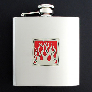 Cigarettes & Alcohol Fire Liquor Flask -Click to Engrave