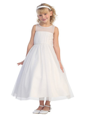 Pretty Lace First Communion Dress Short Sleeve with Multi Layer
