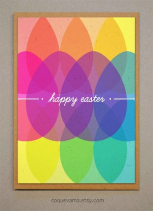 Free Printable Colorful Easter Card, Happy Easter Quotes, Easter Eggs