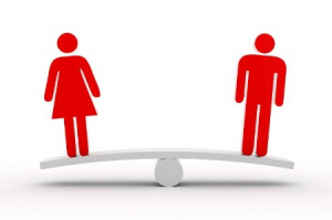 Gender equality (man and woman on seesaw)