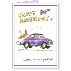 Funny Greeting Card For 80th Birthday Lady In Old Car With Union Jack ...