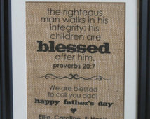 Father's Day gift for Dad burlap print personalized present for Father ...