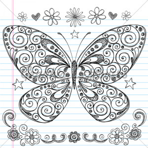 Hand Drawn Butterfly Sketchy Notebook Doodle De...