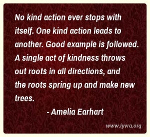 No kind action ever stops with itself. One kind action leads to ...