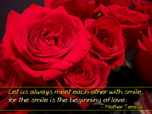 Christian Quote: Smile And Love by Mother Teresa Wallpaper Background