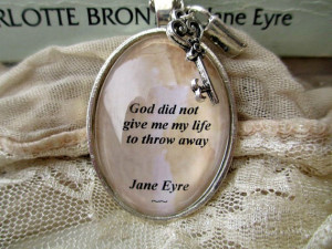 Jane Eyre quote necklace, Charlotte Bronte quote jewellery