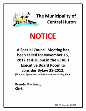 Special Meeting Notice Nov