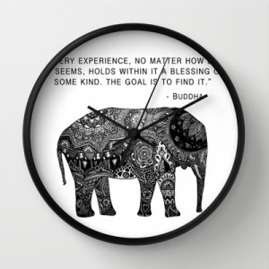 Buddha Quote with Henna Elephant Wall Clock