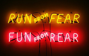 Bruce Nauman's Run from Fear, Fun from Rear, 1972, on display in Miami ...