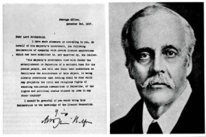 The Balfour Declaration with photo of Lord Balfour