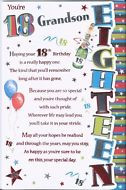 GRANDSON Happy 18th Birthday Greetings Card Boy Age 18 Verse Eighteen ...