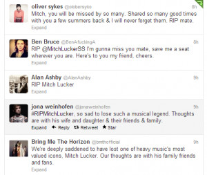 ... twitter and seeing all mitchs mates that will miss him :( R.I.P dude