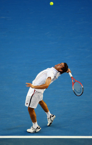 Marin Cilic Of Croatia Serves In His Semifinal Match picture