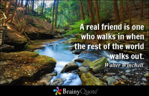 ... real friend is one who walks in when the rest of the world walks out