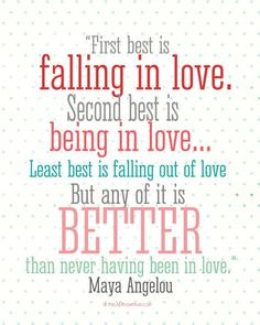 ... best is falling in love, second best is being in love ..least best is