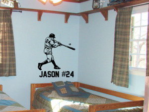 Details about Baseball Sports Player Home Run Custom Text Vinyl Wall ...