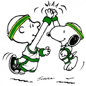 Free Funny Peanuts Sports Clipart: Charlie Brown and Snoopy high five ...