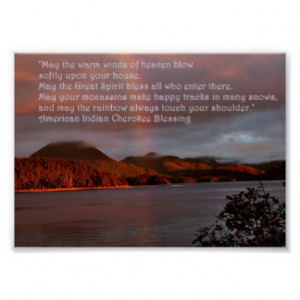 Alaska Sunset with Native American Quote Poster