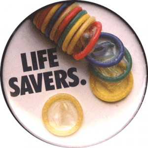 black lettering of the title Life Savers. Visual image is a color