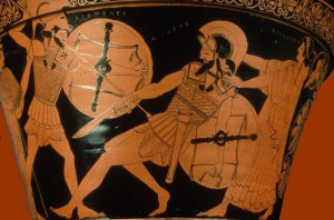 Weaving a growing web, a dark red folding robe,