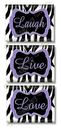 ... Zebra Print LIVE LOVE LAUGH Quote Art Girl Dorm Room Wall Decor | eBay