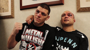 nick diaz and bj penn side by side beat up -mma fighter picture