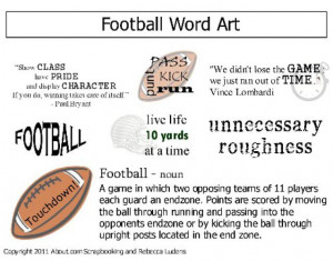 Free Football Word Art and Football Scrapbooking Page Idea