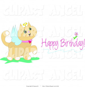 Happy Birthday Greeting Over A Cat With A Cake And Candle Over Yellow ...