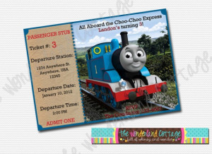 Thomas+the+Train+Invitation+by+TheWonderlandCottage+on+Etsy,+$6.00