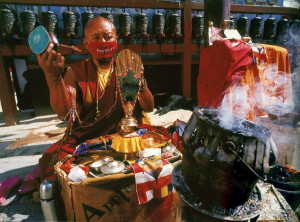 Click to enlarge - Monk Reciting Mantras At Boudhanath Kathmandu Nepal ...