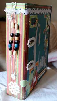 The spin of the book and the inside binder cover.