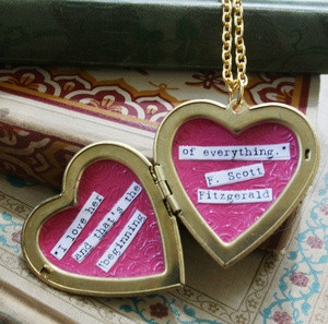 ... brass locket hand enameled with a typed F. Scott Fitzgerald quote