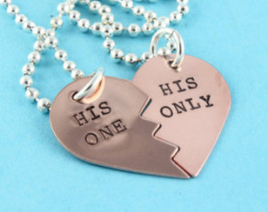 SALE - His One & His Only Handstamp ed Broken Hearts Necklaces - LGBT ...