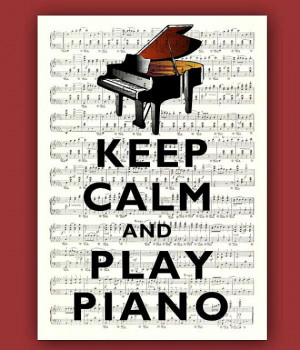 Keep calm and play piano Print Poster on an old music sheet, Large ...