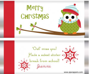 Holiday Winter Owl Candy Wrapper