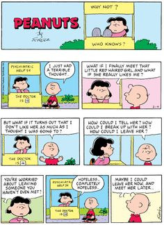 ... -washy Charlie Brown gets advice from the five-cent psychiatrist Lucy