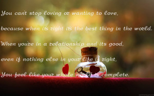 Relationship Quote - You Can’t Stop Loving Or Wanting To Love.