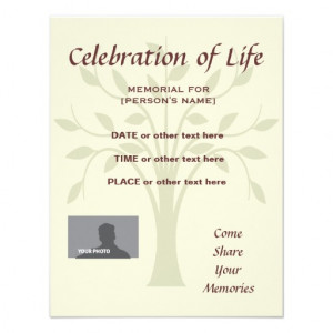 Memorial Celebration of Life - Tree of Life Invitation