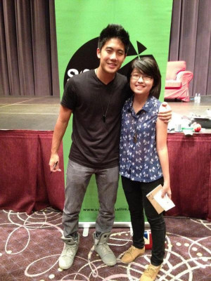 ... Xueh Wei during her interview with her favourite YouTuber Ryan Higa
