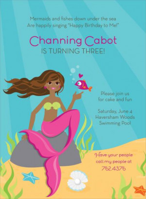Mermaid - African American Birthday Invitations